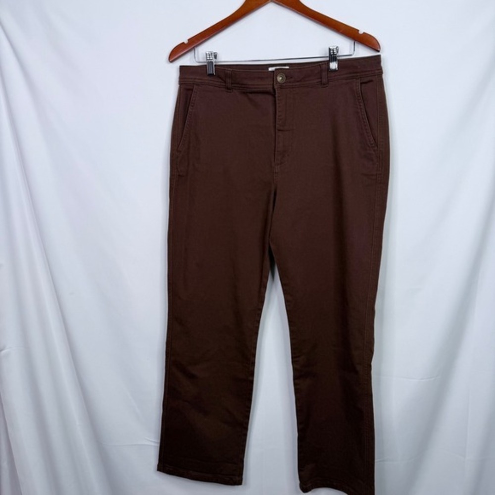 Market & Spruce Sylvie MId Rise Wide Cuff Straight Jean Size 14 Brown NWT - Picture 3 of 7